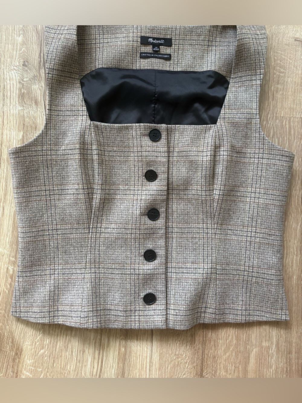 Madewell Plaid Squareneck Crop Vest Size 10